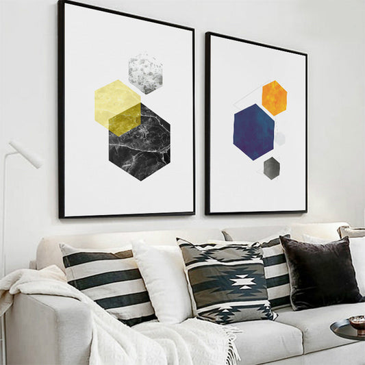 Vivolux | Texturiertes modernes Hexagon-Muster Kunst zeitgenössischer Stil Leinwandmalerei, mehrere Größen