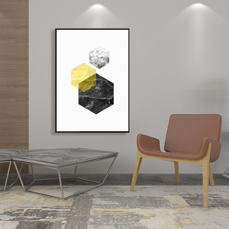 Vivolux | Texturiertes modernes Hexagon-Muster Kunst zeitgenössischer Stil Leinwandmalerei, mehrere Größen