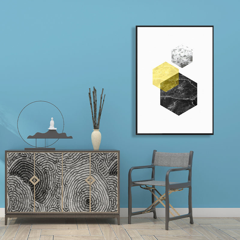 Vivolux | Texturiertes modernes Hexagon-Muster Kunst zeitgenössischer Stil Leinwandmalerei, mehrere Größen