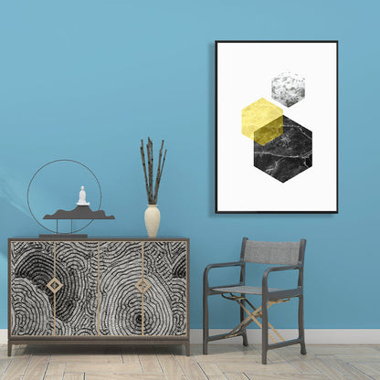 Vivolux | Texturiertes modernes Hexagon-Muster Kunst zeitgenössischer Stil Leinwandmalerei, mehrere Größen