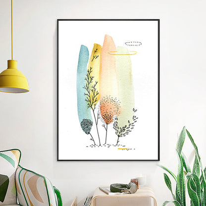 Vivolux | Botanische Malerei Moderner Stil Leinwand Texturiertes Wandkunst in Orange, Mehrere Größen