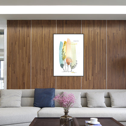 Vivolux | Botanische Malerei Moderner Stil Leinwand Texturiertes Wandkunst in Orange, Mehrere Größen