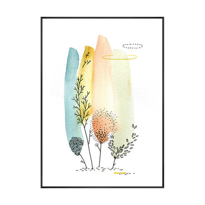 Vivolux | Botanische Malerei Moderner Stil Leinwand Texturiertes Wandkunst in Orange, Mehrere Größen