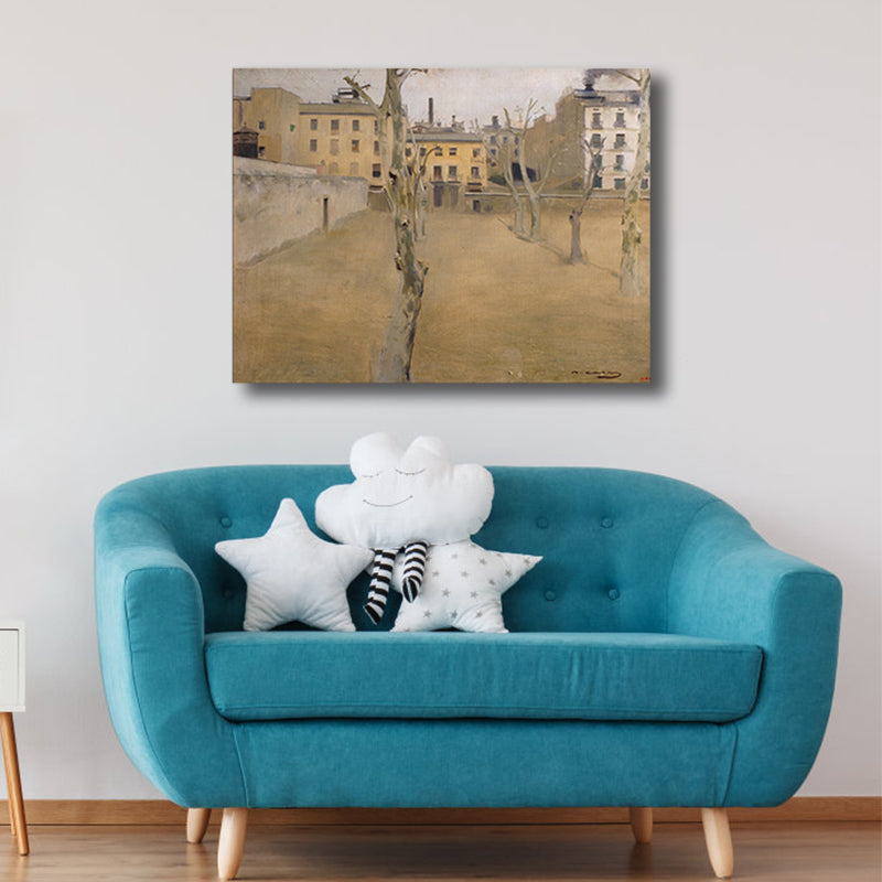 Vivolux | Bauansicht Leinwanddruck Texturiert Impressionismus Stil für Mädchen Schlafzimmer Malerei