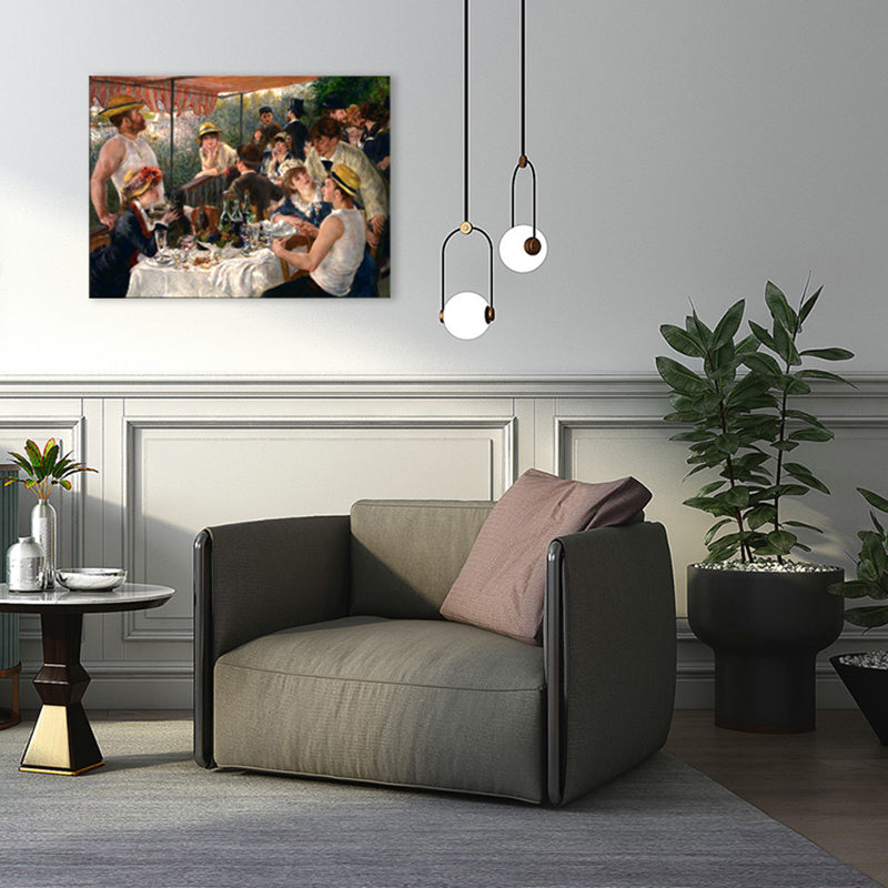 Vivolux | Esszimmerfiguren Malerei Weiße Leinwand Wanddruck Texturiert, Mehrere Größen Verfügbar