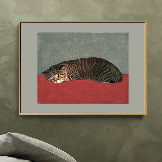 Vivolux | Schlafende Katze Wanddekoration Nordic Style Texturiertes Mädchenzimmer Gemälde, Multiple Größen