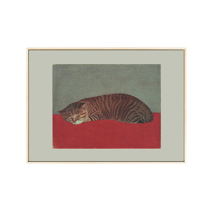 Vivolux | Schlafende Katze Wanddekoration Nordic Style Texturiertes Mädchenzimmer Gemälde, Multiple Größen