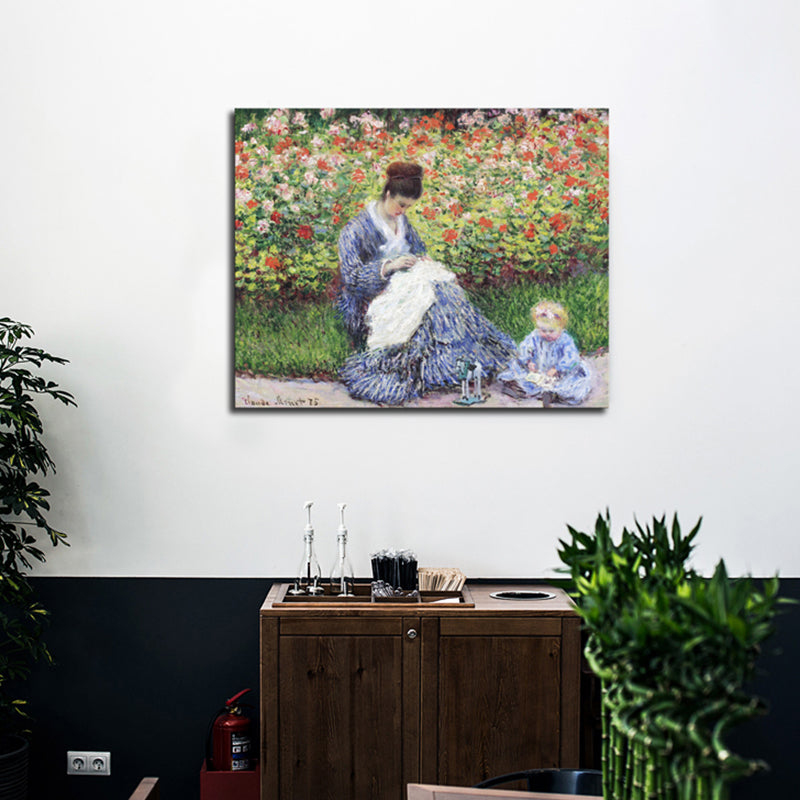 Vivolux | Canvas Pastellfarbige Kunstdruck Impressionismus Stil Picknicker Malerei, Mehrere Größen