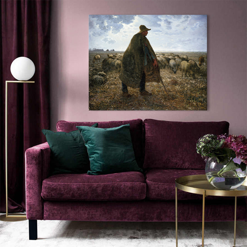 Vivolux | Impressionismus hütende Aussicht Leinwand in Pastellfarbe texturiertes Gemälde für das Spielzimmer