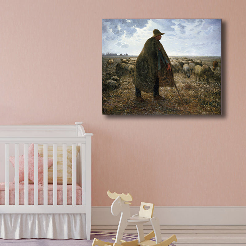 Vivolux | Impressionismus hütende Aussicht Leinwand in Pastellfarbe texturiertes Gemälde für das Spielzimmer