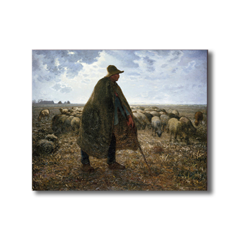 Vivolux | Impressionismus hütende Aussicht Leinwand in Pastellfarbe texturiertes Gemälde für das Spielzimmer