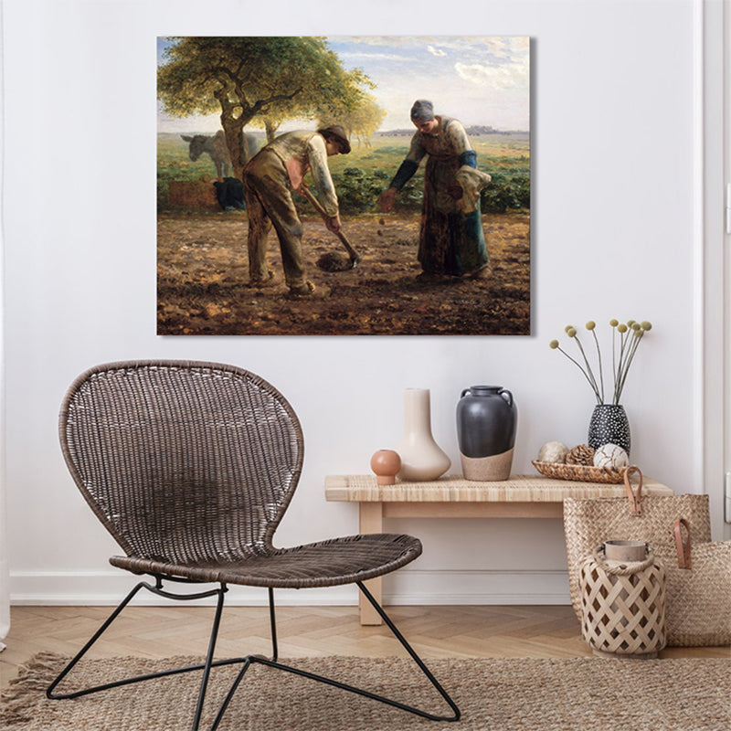 Vivolux | Impressionismus hütende Aussicht Leinwand in Pastellfarbe texturiertes Gemälde für das Spielzimmer