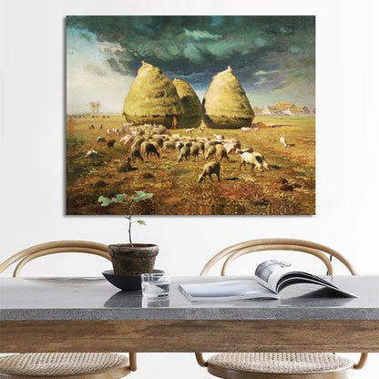 Vivolux | Impressionismus hütende Aussicht Leinwand in Pastellfarbe texturiertes Gemälde für das Spielzimmer