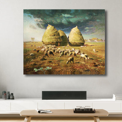 Vivolux | Impressionismus hütende Aussicht Leinwand in Pastellfarbe texturiertes Gemälde für das Spielzimmer