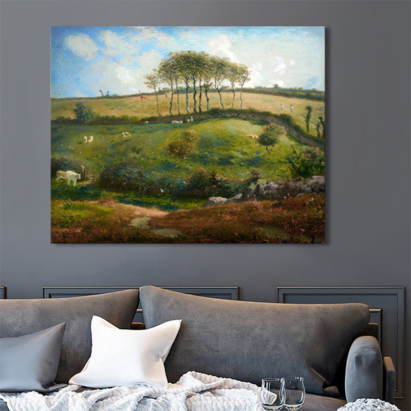 Vivolux | Impressionismus hütende Aussicht Leinwand in Pastellfarbe texturiertes Gemälde für das Spielzimmer