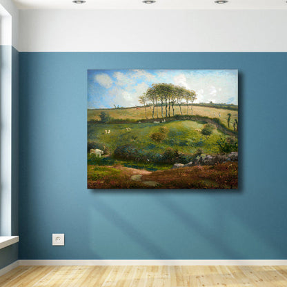 Vivolux | Impressionismus hütende Aussicht Leinwand in Pastellfarbe texturiertes Gemälde für das Spielzimmer