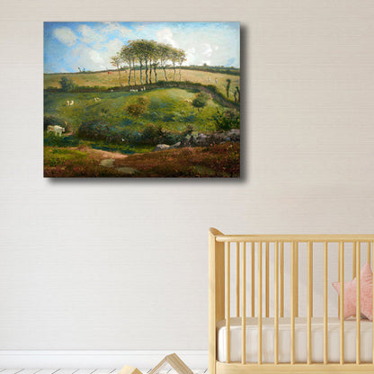 Vivolux | Impressionismus hütende Aussicht Leinwand in Pastellfarbe texturiertes Gemälde für das Spielzimmer