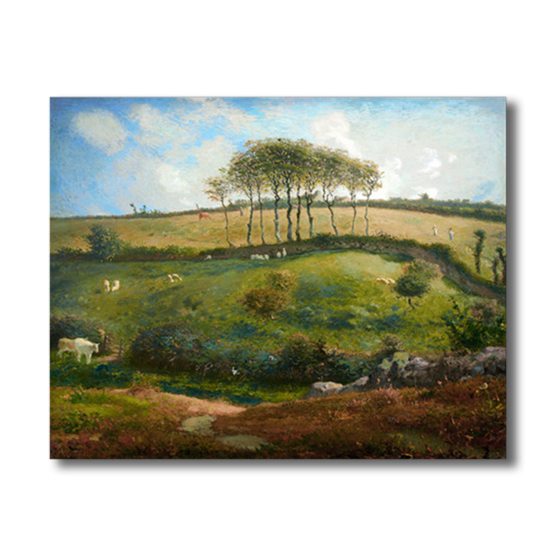 Vivolux | Impressionismus hütende Aussicht Leinwand in Pastellfarbe texturiertes Gemälde für das Spielzimmer