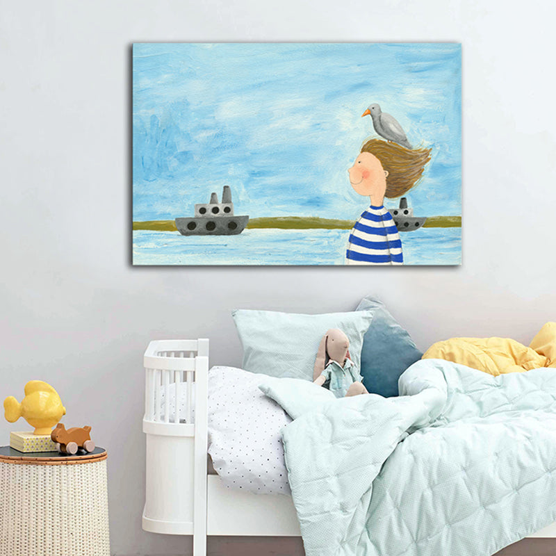Vivolux | Texturiertes Mädchen und Meer Malerei Zeitgenössische Kunst Leinwand Wanddekoration, verschiedene Größen