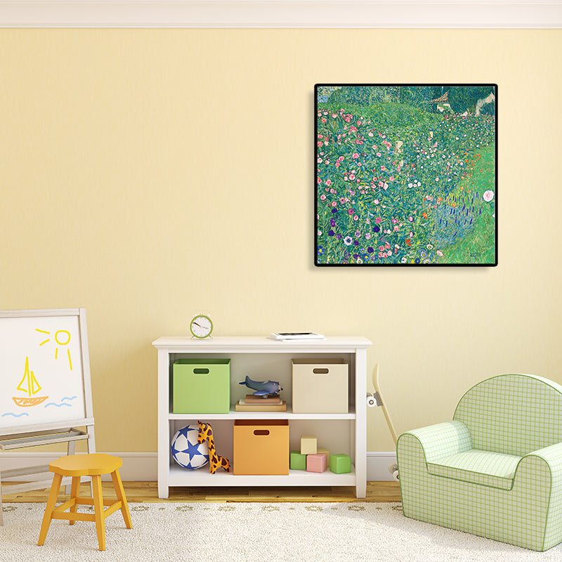 Vivolux | Grüne blühende Sträucher Kunst strukturierte Malerei für das Badezimmer, mehrere Größen verfügbar