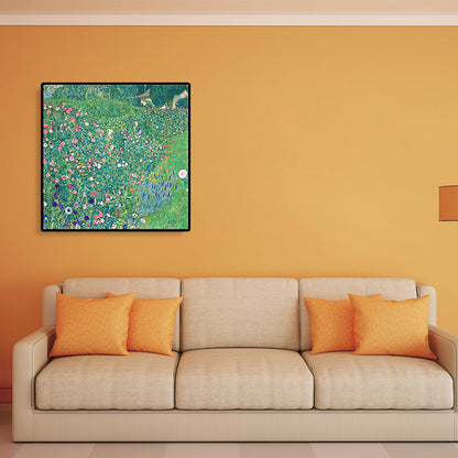 Vivolux | Grüne blühende Sträucher Kunst strukturierte Malerei für das Badezimmer, mehrere Größen verfügbar