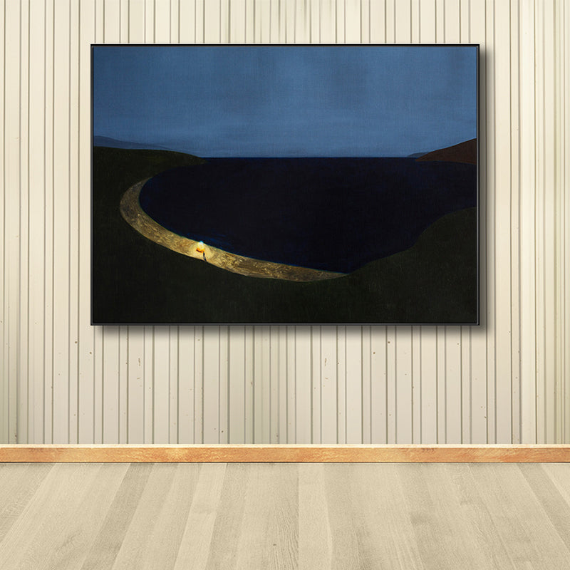 Vivolux | Bergblick bei Nacht Gemälde Zeitgenössischer Stil Leinwand Wandkunst, Verschiedene Größen