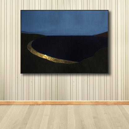 Vivolux | Bergblick bei Nacht Gemälde Zeitgenössischer Stil Leinwand Wandkunst, Verschiedene Größen