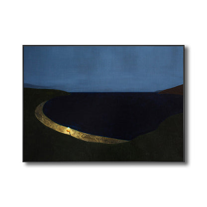 Vivolux | Bergblick bei Nacht Gemälde Zeitgenössischer Stil Leinwand Wandkunst, Verschiedene Größen