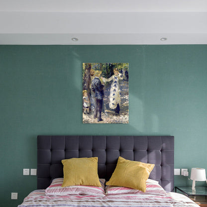 Vivolux | Blaue Familien-Picknick-Sicht-Leinwand-texturierte Wandkunst-Druck für das Schlafzimmer, mehrere Größen