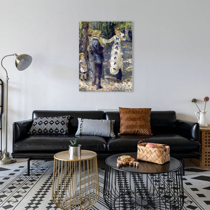 Vivolux | Blaue Familien-Picknick-Sicht-Leinwand-texturierte Wandkunst-Druck für das Schlafzimmer, mehrere Größen