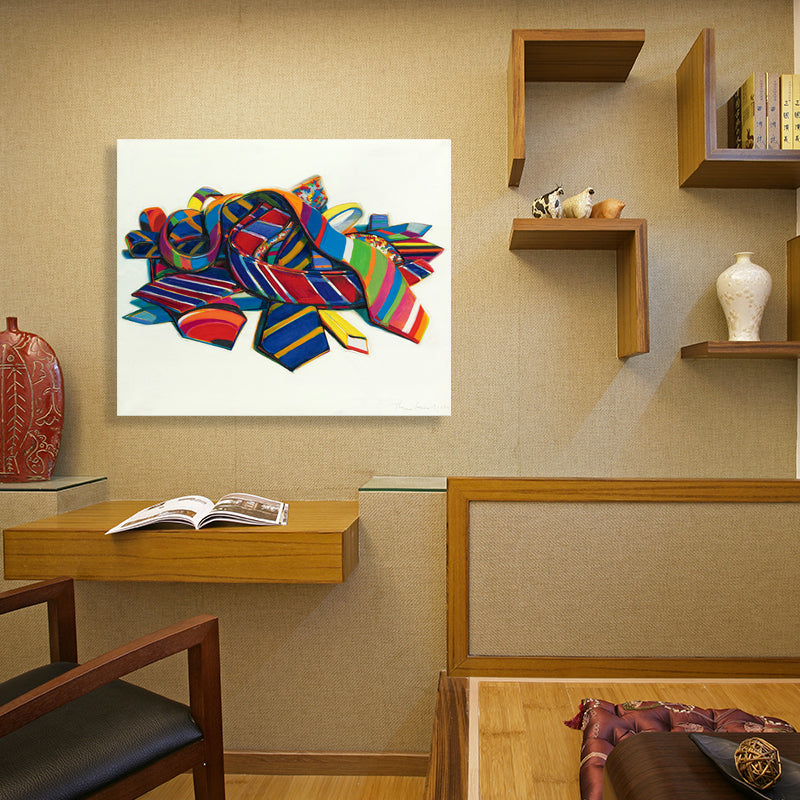 Vivolux | Gestapelte Krawatte Zeichnung Druck Kunst Traditioneller Stil Leinwand Wanddekoration, Verschiedene Größen