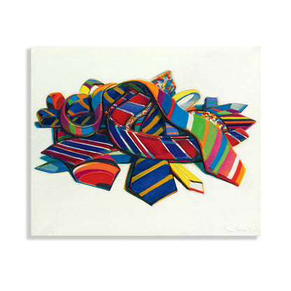 Vivolux | Gestapelte Krawatte Zeichnung Druck Kunst Traditioneller Stil Leinwand Wanddekoration, Verschiedene Größen