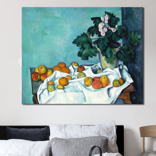 Vivolux | Pastellfarbige verstreute Früchte Malerei Strukturierte Kunstdruck für Schlafzimmer, mehrere Größen