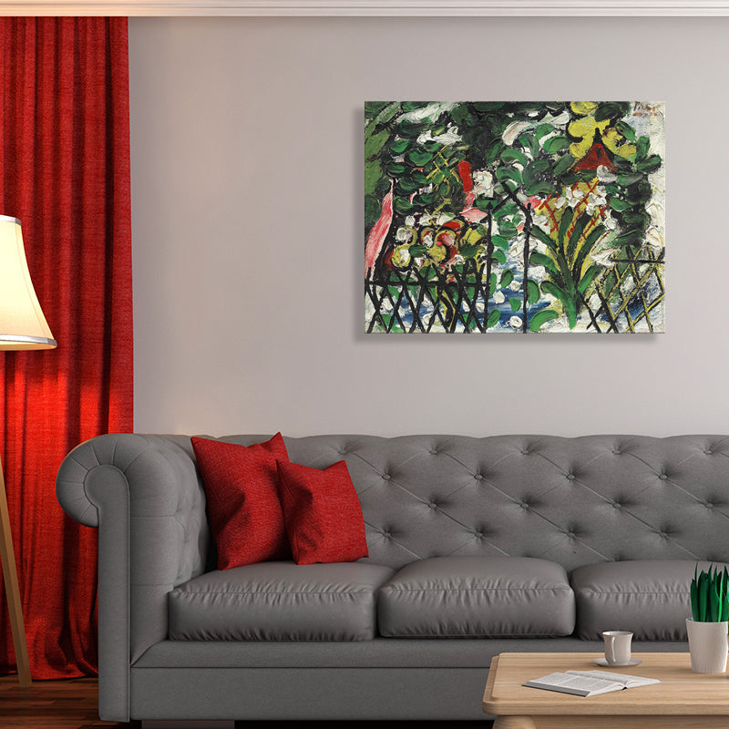 Vivolux | Französischer Landgarten-Leinwandgrüner botanischer Zeichnungsdruck, mehrere Größen