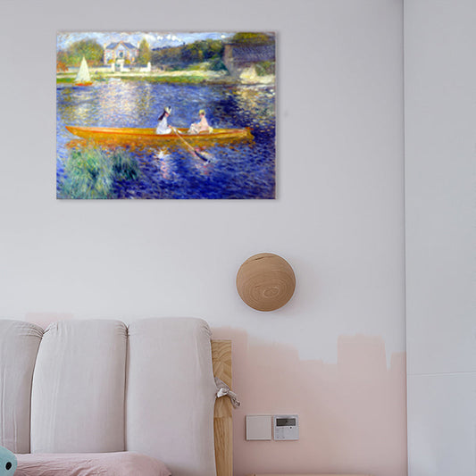 Vivolux | Texturierte Bootsmotive Wanddekoration Leinwand Impressionismus Gemälde für das Wohnzimmer