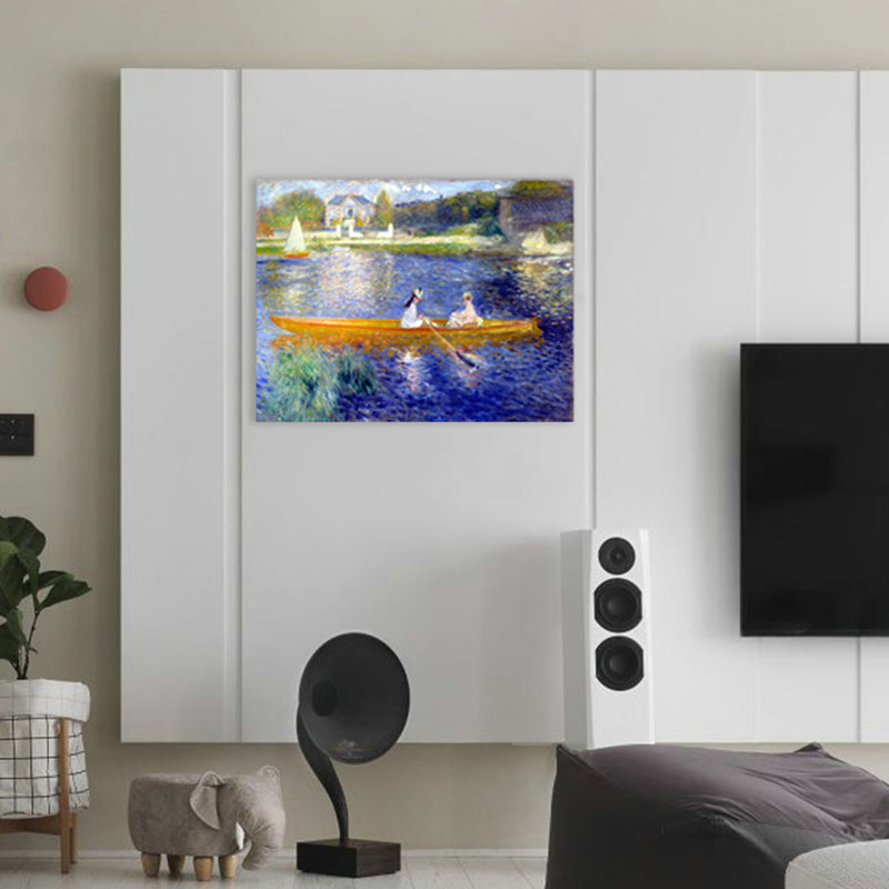 Vivolux | Texturierte Bootsmotive Wanddekoration Leinwand Impressionismus Gemälde für das Wohnzimmer