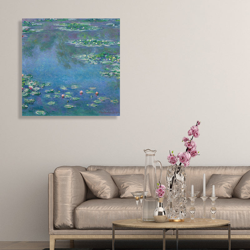 Vivolux | Wild Lotus Pond View Painting Französischer Landhausstil Leinwand Wandkunst, Verschiedene Größen