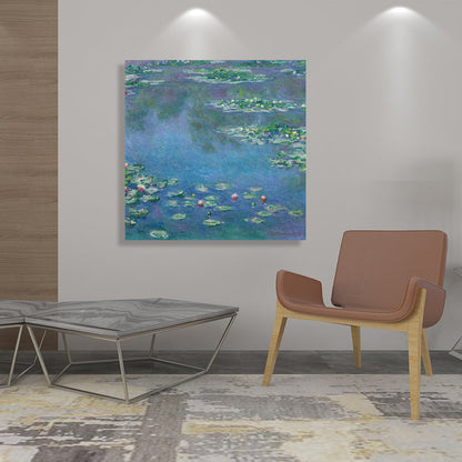 Vivolux | Wild Lotus Pond View Painting Französischer Landhausstil Leinwand Wandkunst, Verschiedene Größen