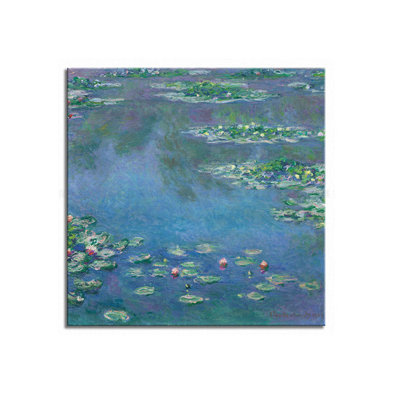 Vivolux | Wild Lotus Pond View Painting Französischer Landhausstil Leinwand Wandkunst, Verschiedene Größen