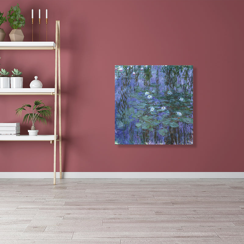 Vivolux | Wild Lotus Pond View Painting Französischer Landhausstil Leinwand Wandkunst, Verschiedene Größen