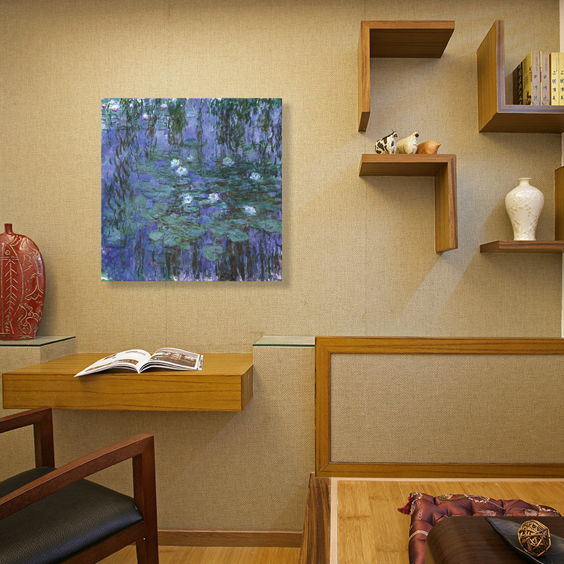 Vivolux | Wild Lotus Pond View Painting Französischer Landhausstil Leinwand Wandkunst, Verschiedene Größen