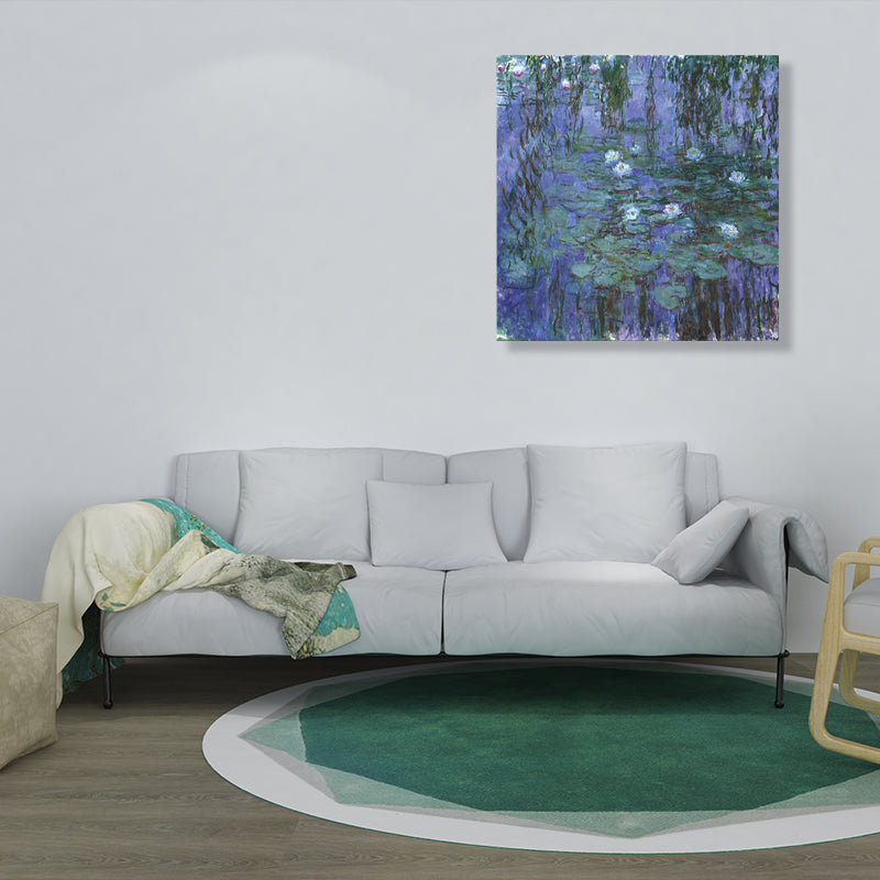 Vivolux | Wild Lotus Pond View Painting Französischer Landhausstil Leinwand Wandkunst, Verschiedene Größen