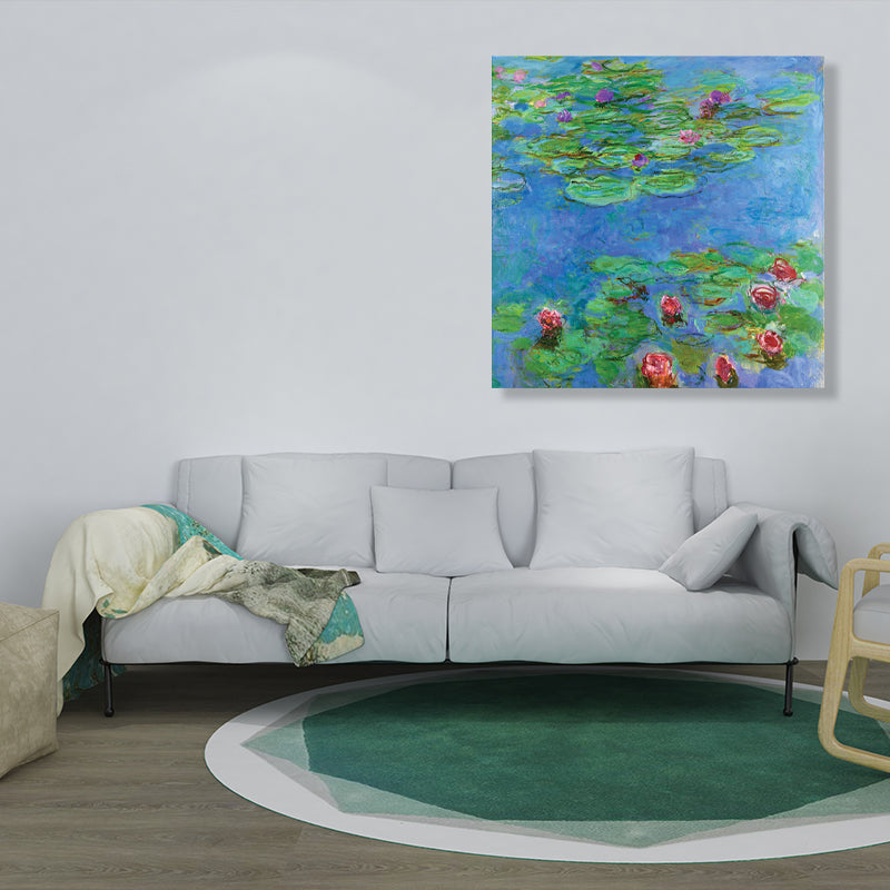 Vivolux | Wild Lotus Pond View Painting Französischer Landhausstil Leinwand Wandkunst, Verschiedene Größen