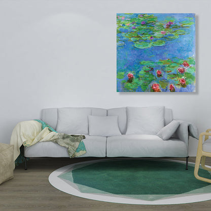 Vivolux | Wild Lotus Pond View Painting Französischer Landhausstil Leinwand Wandkunst, Verschiedene Größen