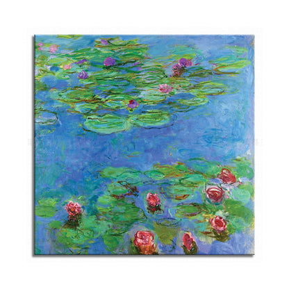 Vivolux | Wild Lotus Pond View Painting Französischer Landhausstil Leinwand Wandkunst, Verschiedene Größen