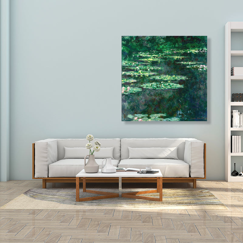 Vivolux | Wild Lotus Pond View Painting Französischer Landhausstil Leinwand Wandkunst, Verschiedene Größen