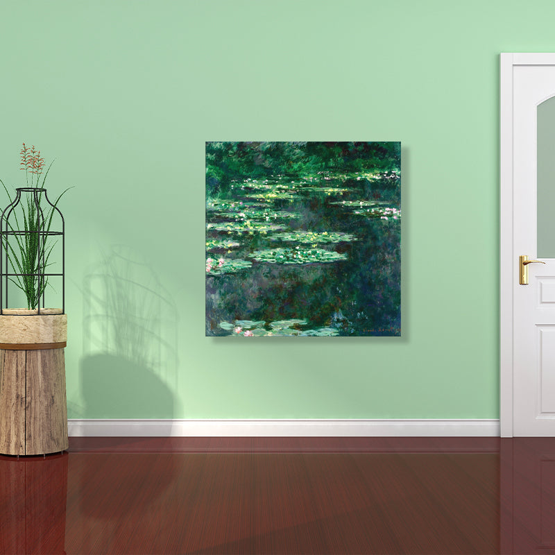 Vivolux | Wild Lotus Pond View Painting Französischer Landhausstil Leinwand Wandkunst, Verschiedene Größen