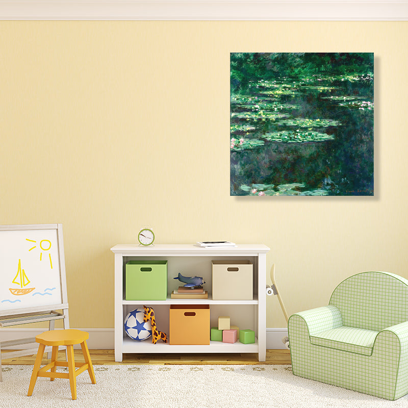Vivolux | Wild Lotus Pond View Painting Französischer Landhausstil Leinwand Wandkunst, Verschiedene Größen