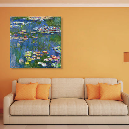 Vivolux | Wild Lotus Pond View Painting Französischer Landhausstil Leinwand Wandkunst, Verschiedene Größen