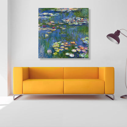 Vivolux | Wild Lotus Pond View Painting Französischer Landhausstil Leinwand Wandkunst, Verschiedene Größen
